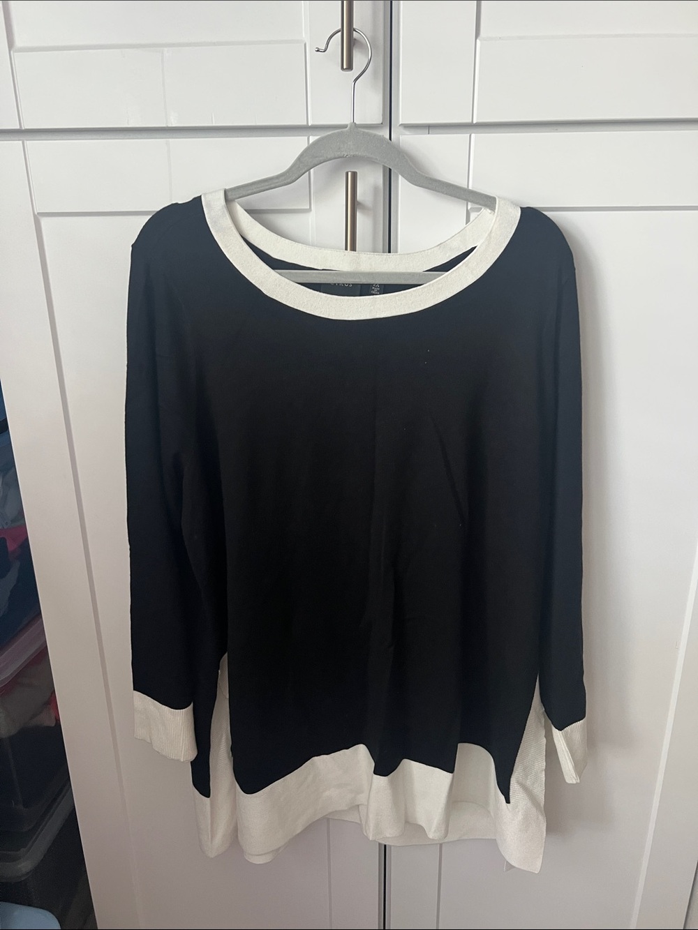 Cyrus Black Long Sleeve Top with White Trim